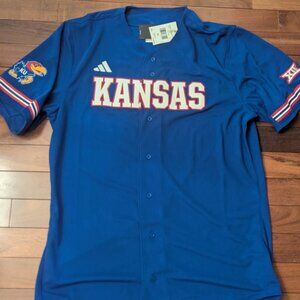 Kansas Jayhawks KU adidas Replica Baseball Jersey Blue Embroidered Men NWT